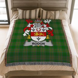 ScotsTee Shop Irish Rodon or Rodden Clan Coat of Arms Irish Tartan Woven Blanket