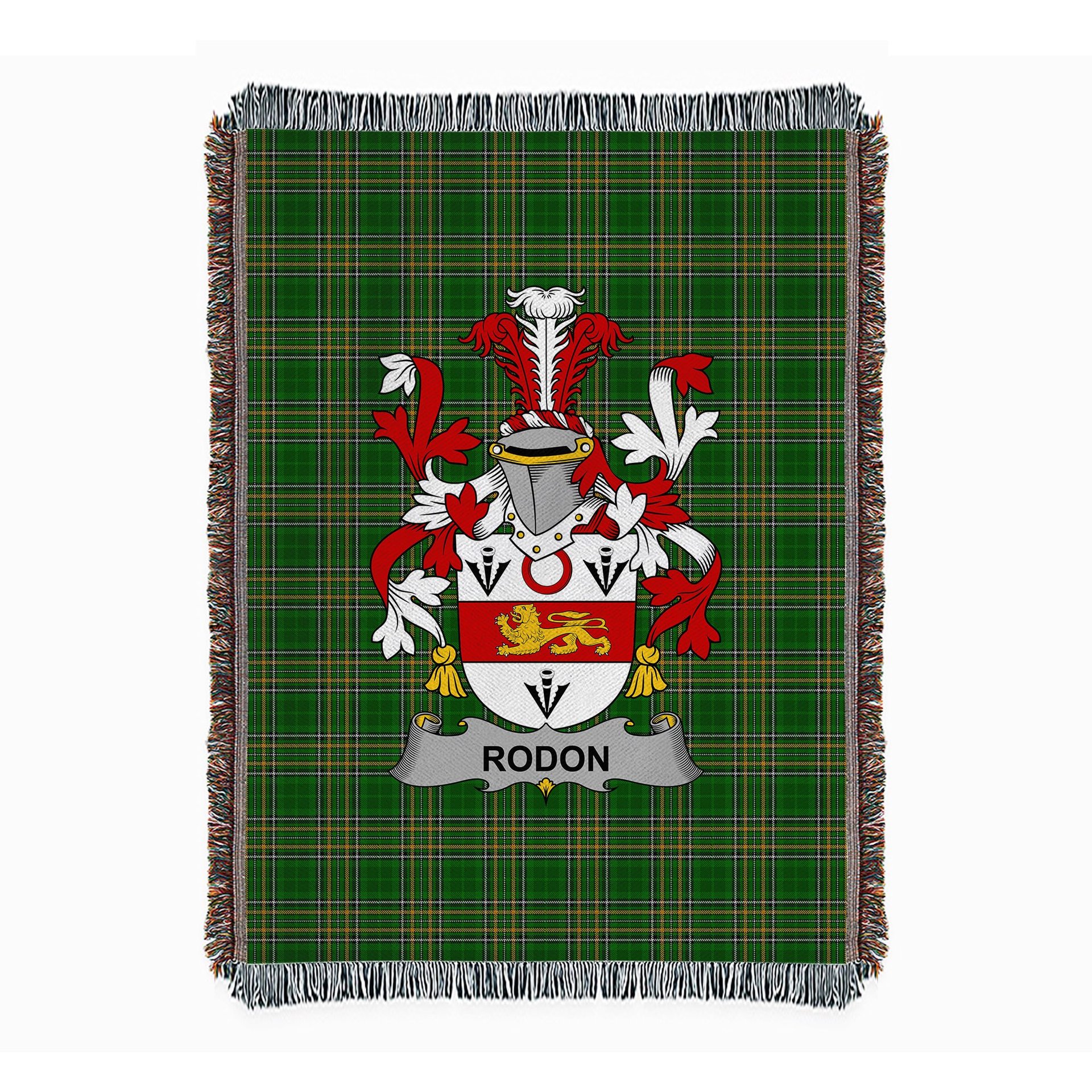 ScotsTee Shop Irish Rodon or Rodden Clan Coat of Arms Irish Tartan Woven Blanket