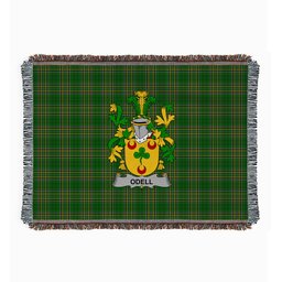 ScotsTee Shop Irish Odell Clan Coat of Arms Irish Tartan Woven Blanket