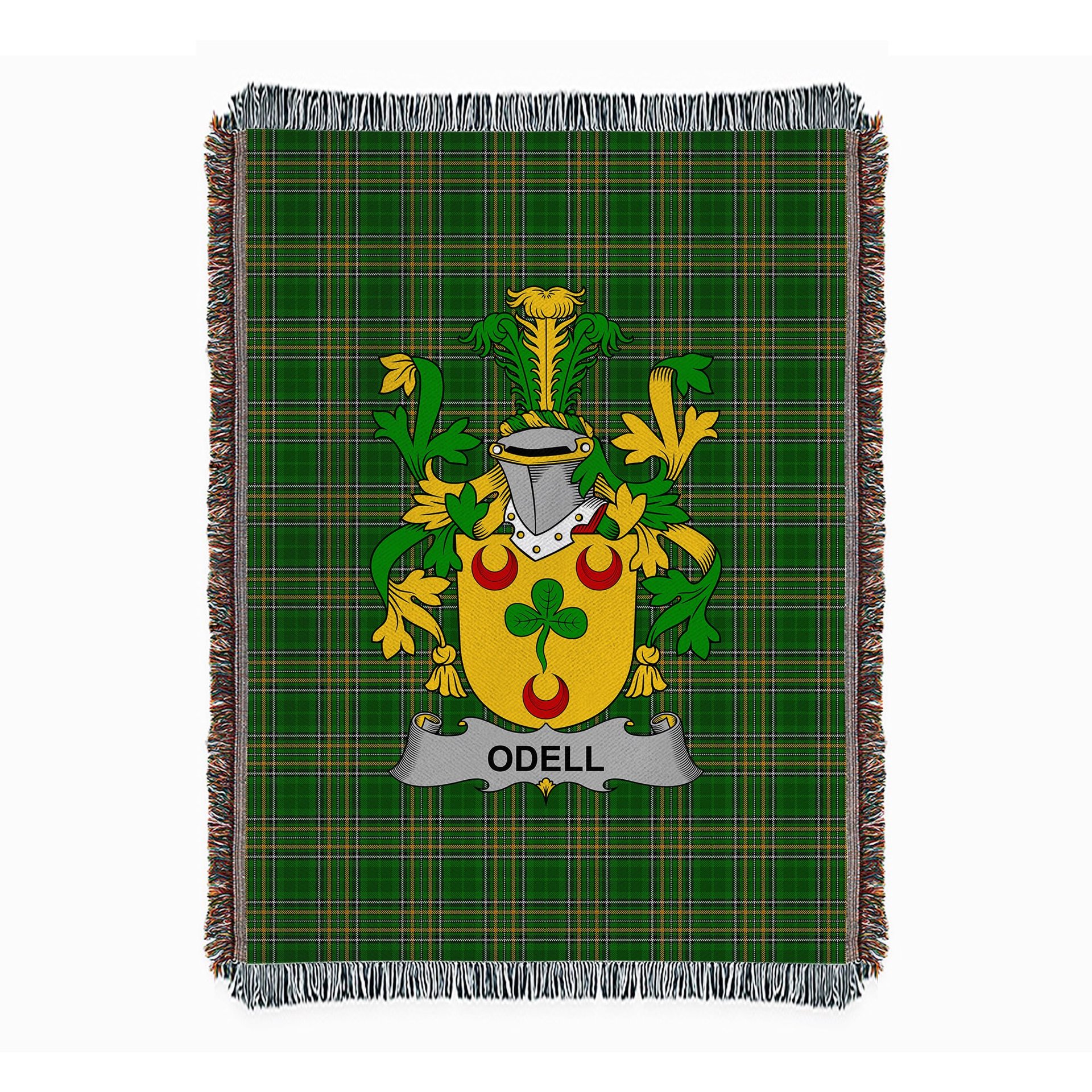 ScotsTee Shop Irish Odell Clan Coat of Arms Irish Tartan Woven Blanket