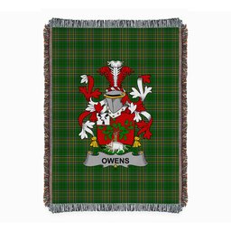 ScotsTee Shop Irish Owens Clan Coat of Arms Irish Tartan Woven Blanket