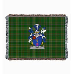 ScotsTee Shop Irish Turnly or Turnley Clan Coat of Arms Irish Tartan Woven Blanket