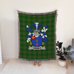 ScotsTee Shop Irish Turnly or Turnley Clan Coat of Arms Irish Tartan Woven Blanket