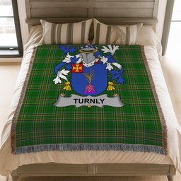 ScotsTee Shop Irish Turnly or Turnley Clan Coat of Arms Irish Tartan Woven Blanket