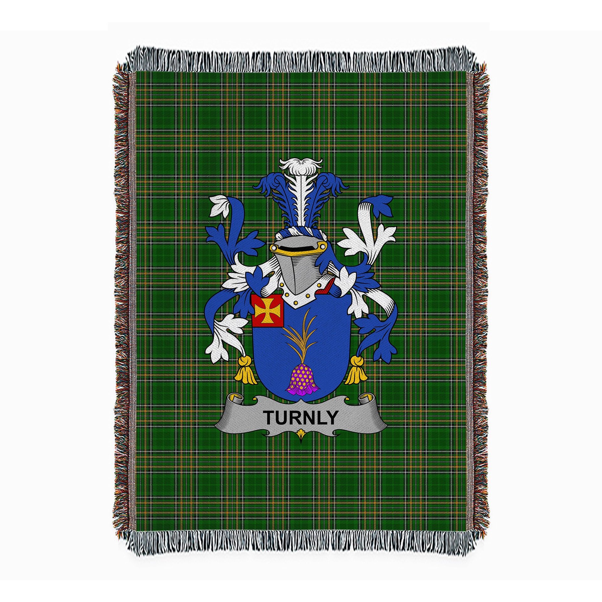 ScotsTee Shop Irish Turnly or Turnley Clan Coat of Arms Irish Tartan Woven Blanket