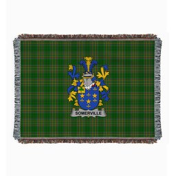 ScotsTee Shop Irish Somerville Clan Coat of Arms Irish Tartan Woven Blanket