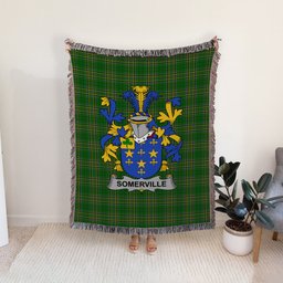 ScotsTee Shop Irish Somerville Clan Coat of Arms Irish Tartan Woven Blanket