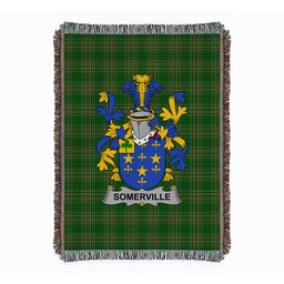 ScotsTee Shop Irish Somerville Clan Coat of Arms Irish Tartan Woven Blanket