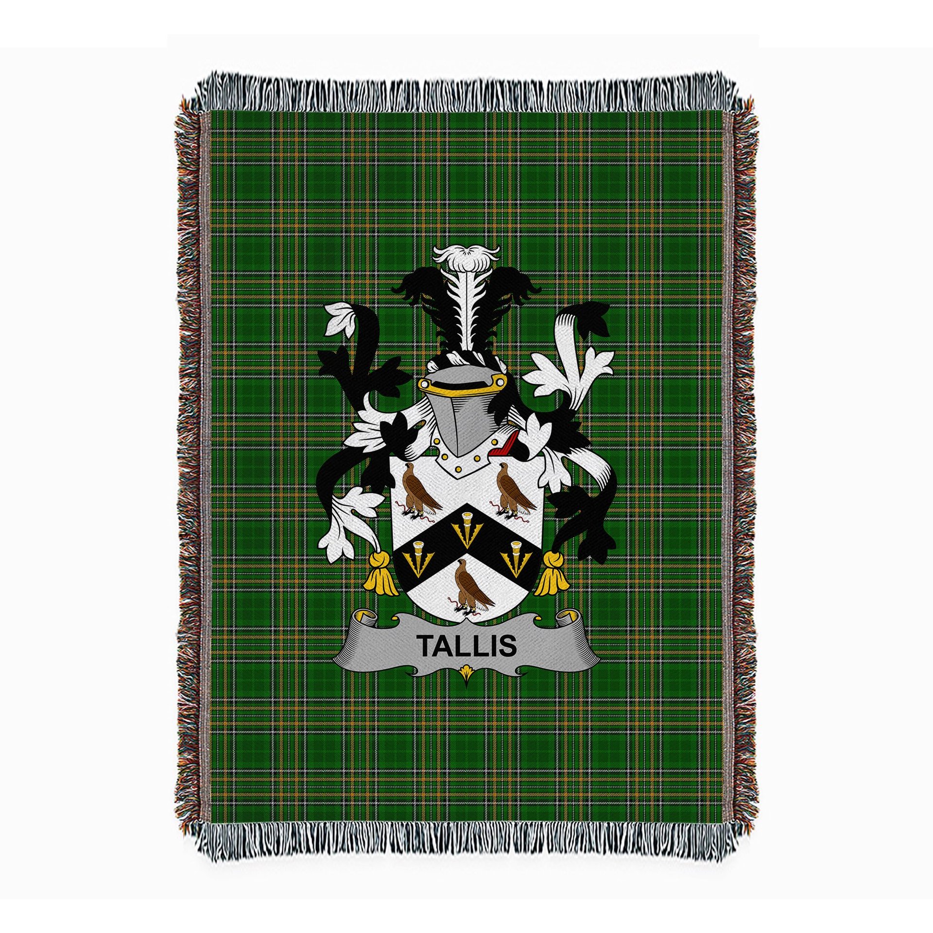 ScotsTee Shop Irish Tallis Clan Coat of Arms Irish Tartan Woven Blanket
