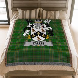 ScotsTee Shop Irish Tallis Clan Coat of Arms Irish Tartan Woven Blanket
