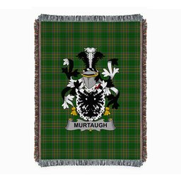 ScotsTee Shop Irish Murtaugh Clan Coat of Arms Irish Tartan Woven Blanket