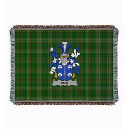 ScotsTee Shop Irish Paul Clan Coat of Arms Irish Tartan Woven Blanket
