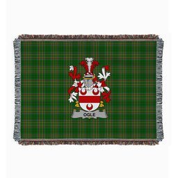 ScotsTee Shop Irish Ogle Clan Coat of Arms Irish Tartan Woven Blanket