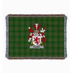 ScotsTee Shop Irish Talbot Clan Coat of Arms Irish Tartan Woven Blanket