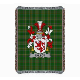 ScotsTee Shop Irish Talbot Clan Coat of Arms Irish Tartan Woven Blanket