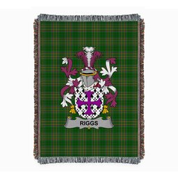 ScotsTee Shop Irish Riggs Clan Coat of Arms Irish Tartan Woven Blanket