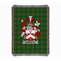 ScotsTee Shop Irish Wakeley Clan Coat of Arms Irish Tartan Woven Blanket