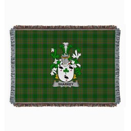 ScotsTee Shop Irish Sharkey or O'Sharkey Clan Coat of Arms Irish Tartan Woven Blanket