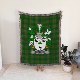 ScotsTee Shop Irish Sharkey or O'Sharkey Clan Coat of Arms Irish Tartan Woven Blanket