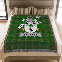 ScotsTee Shop Irish Sharkey or O'Sharkey Clan Coat of Arms Irish Tartan Woven Blanket