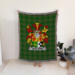 ScotsTee Shop Irish Sullivan or O'Sullivan Clan Coat of Arms Irish Tartan Woven Blanket