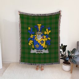 ScotsTee Shop Irish Shea or O'Shee Clan Coat of Arms Irish Tartan Woven Blanket