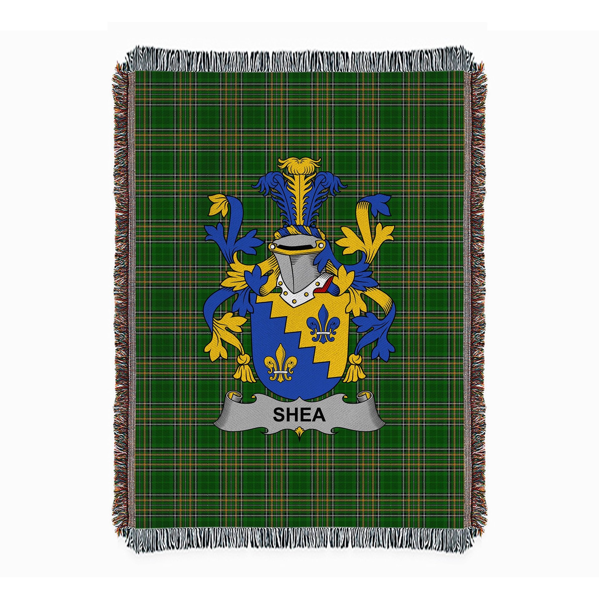 ScotsTee Shop Irish Shea or O'Shee Clan Coat of Arms Irish Tartan Woven Blanket