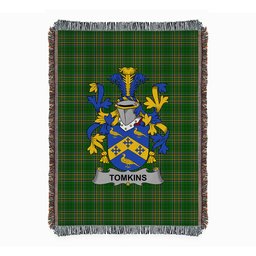 ScotsTee Shop Irish Tomkins Clan Coat of Arms Irish Tartan Woven Blanket
