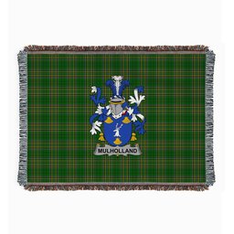 ScotsTee Shop Irish Mulholland Clan Coat of Arms Irish Tartan Woven Blanket