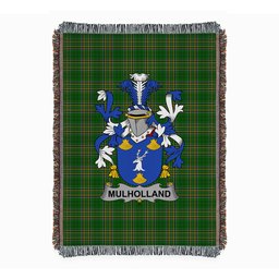 ScotsTee Shop Irish Mulholland Clan Coat of Arms Irish Tartan Woven Blanket