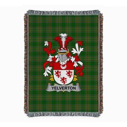 ScotsTee Shop Irish Yelverton Clan Coat of Arms Irish Tartan Woven Blanket