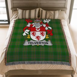 ScotsTee Shop Irish Yelverton Clan Coat of Arms Irish Tartan Woven Blanket