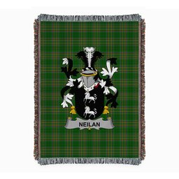 ScotsTee Shop Irish Neilan or O'Neylan Clan Coat of Arms Irish Tartan Woven Blanket