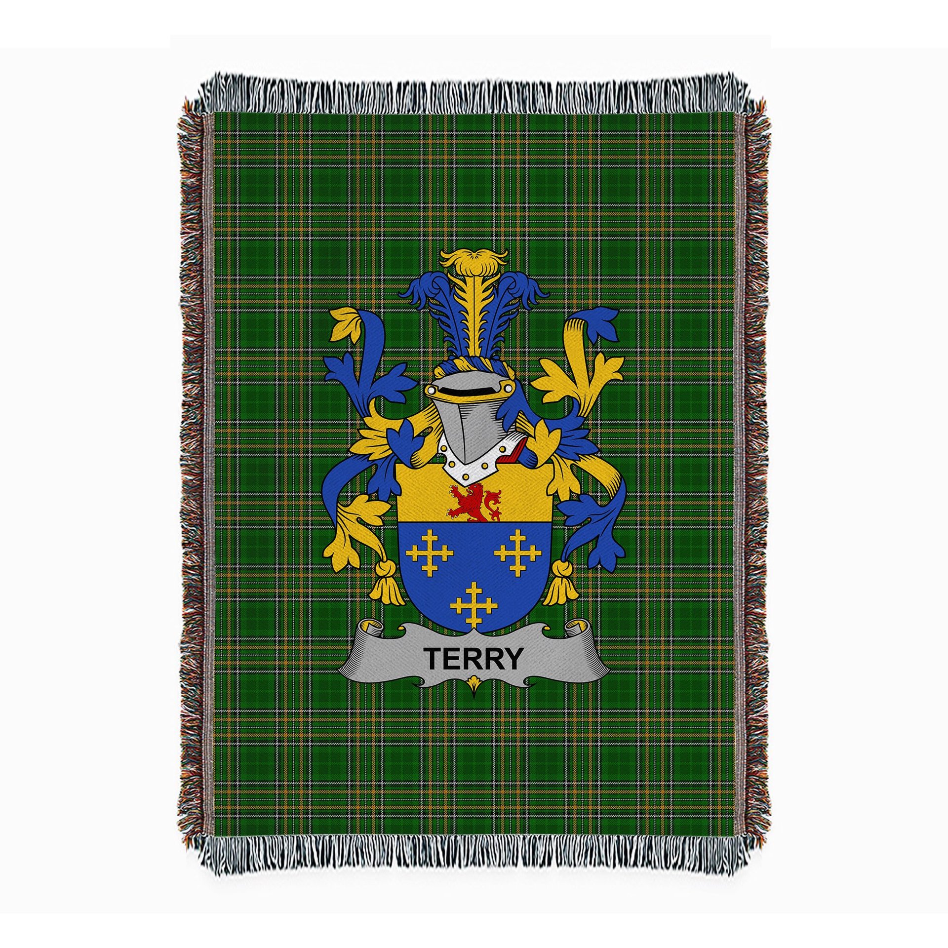 ScotsTee Shop Irish Terry Clan Coat of Arms Irish Tartan Woven Blanket