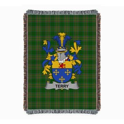 ScotsTee Shop Irish Terry Clan Coat of Arms Irish Tartan Woven Blanket