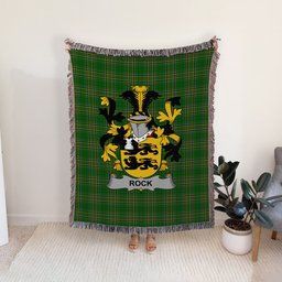 ScotsTee Shop Irish Rock Clan Coat of Arms Irish Tartan Woven Blanket