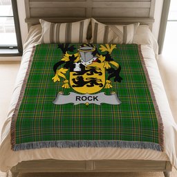ScotsTee Shop Irish Rock Clan Coat of Arms Irish Tartan Woven Blanket