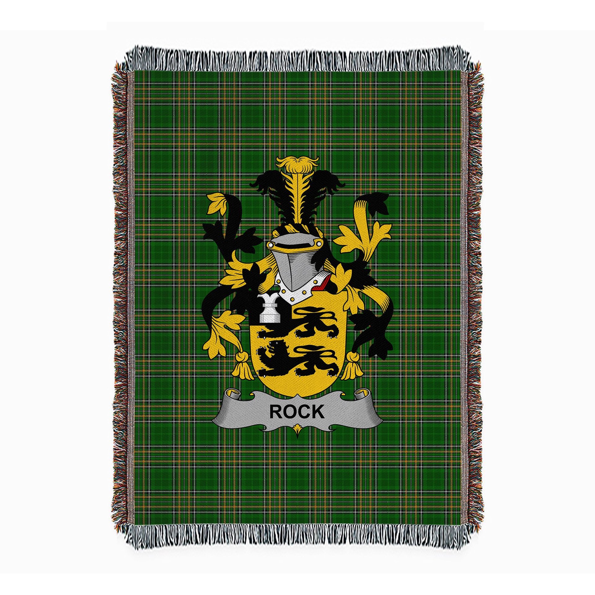 ScotsTee Shop Irish Rock Clan Coat of Arms Irish Tartan Woven Blanket