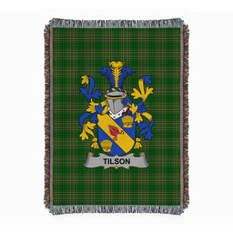 ScotsTee Shop Irish Tilson Clan Coat of Arms Irish Tartan Woven Blanket