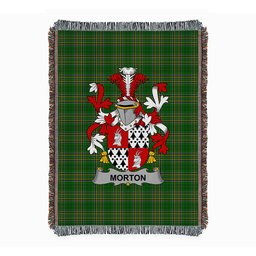 ScotsTee Shop Irish Morton Clan Coat of Arms Irish Tartan Woven Blanket