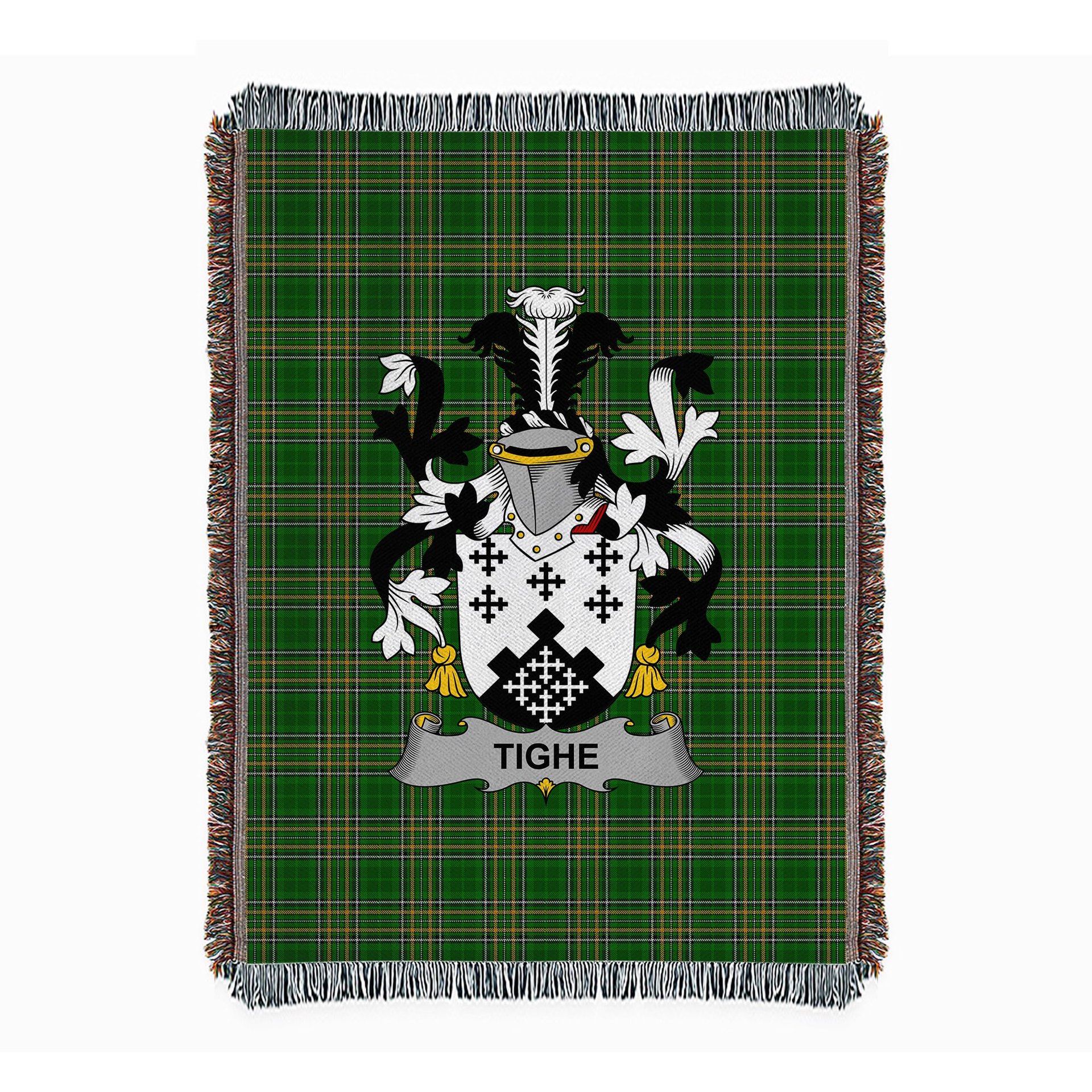 ScotsTee Shop Irish Tighe or O'Teague Clan Coat of Arms Irish Tartan Woven Blanket