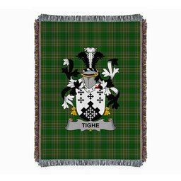 ScotsTee Shop Irish Tighe or O'Teague Clan Coat of Arms Irish Tartan Woven Blanket