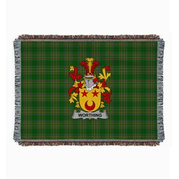 ScotsTee Shop Irish Worthing Clan Coat of Arms Irish Tartan Woven Blanket