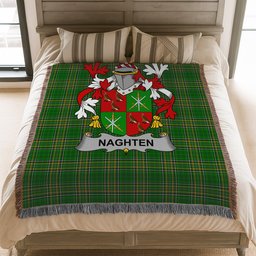 ScotsTee Shop Irish Naghten or O'Naghten Clan Coat of Arms Irish Tartan Woven Blanket