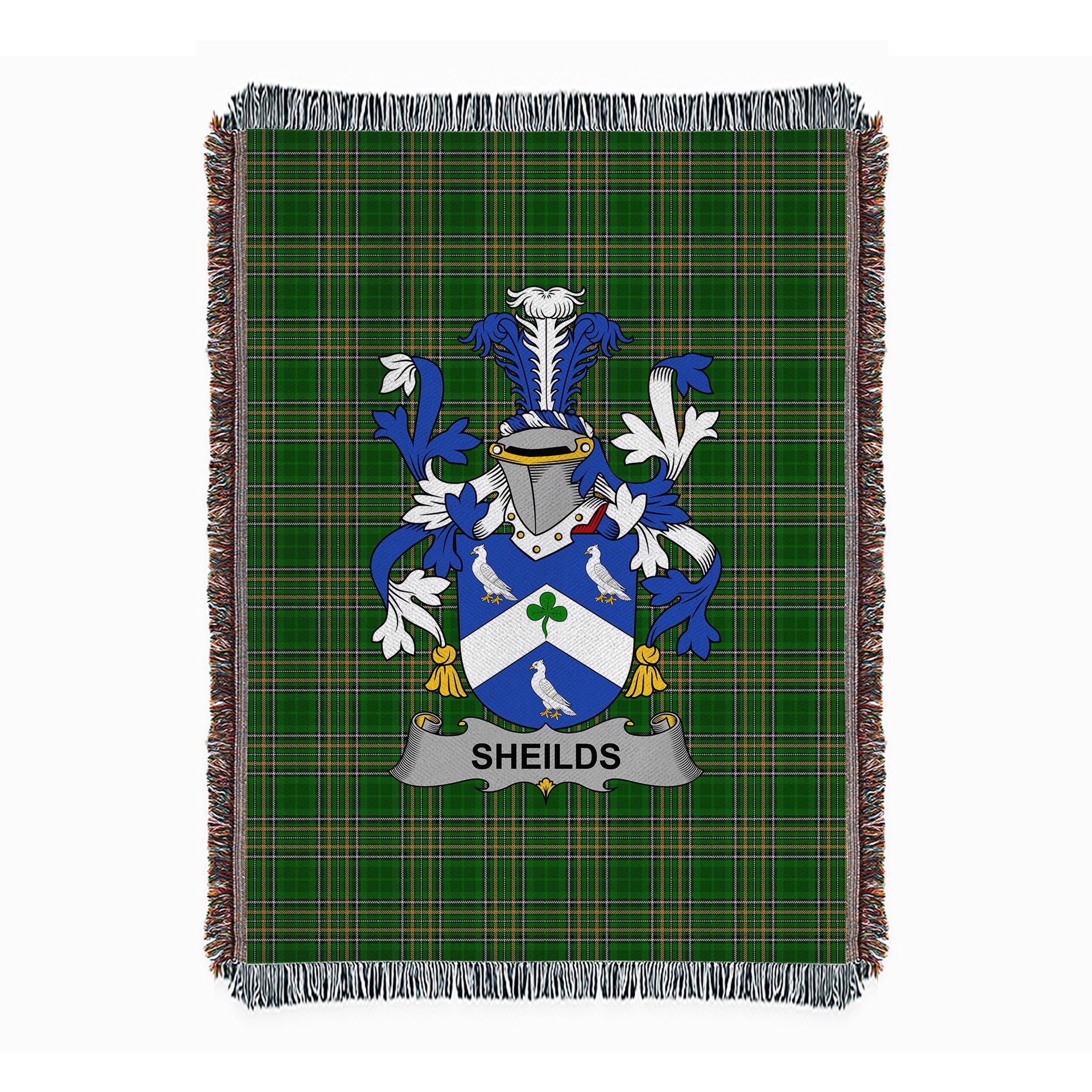 ScotsTee Shop Irish Sheilds Clan Coat of Arms Irish Tartan Woven Blanket