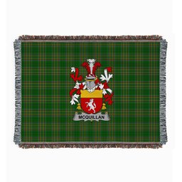 ScotsTee Shop Irish Quillan or McQuillan Clan Coat of Arms Irish Tartan Woven Blanket