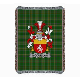 ScotsTee Shop Irish Quillan or McQuillan Clan Coat of Arms Irish Tartan Woven Blanket