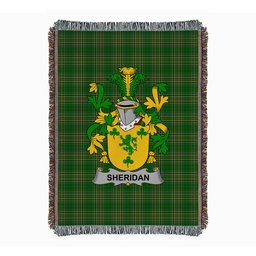 ScotsTee Shop Irish Sheridan Clan Coat of Arms Irish Tartan Woven Blanket