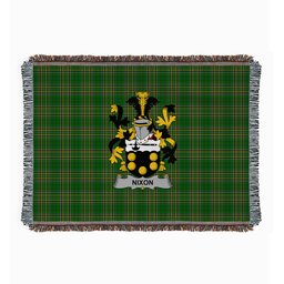 ScotsTee Shop Irish Nixon Clan Coat of Arms Irish Tartan Woven Blanket