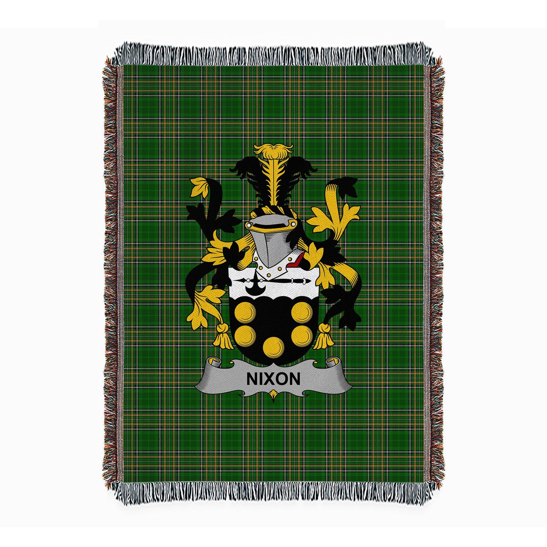 ScotsTee Shop Irish Nixon Clan Coat of Arms Irish Tartan Woven Blanket